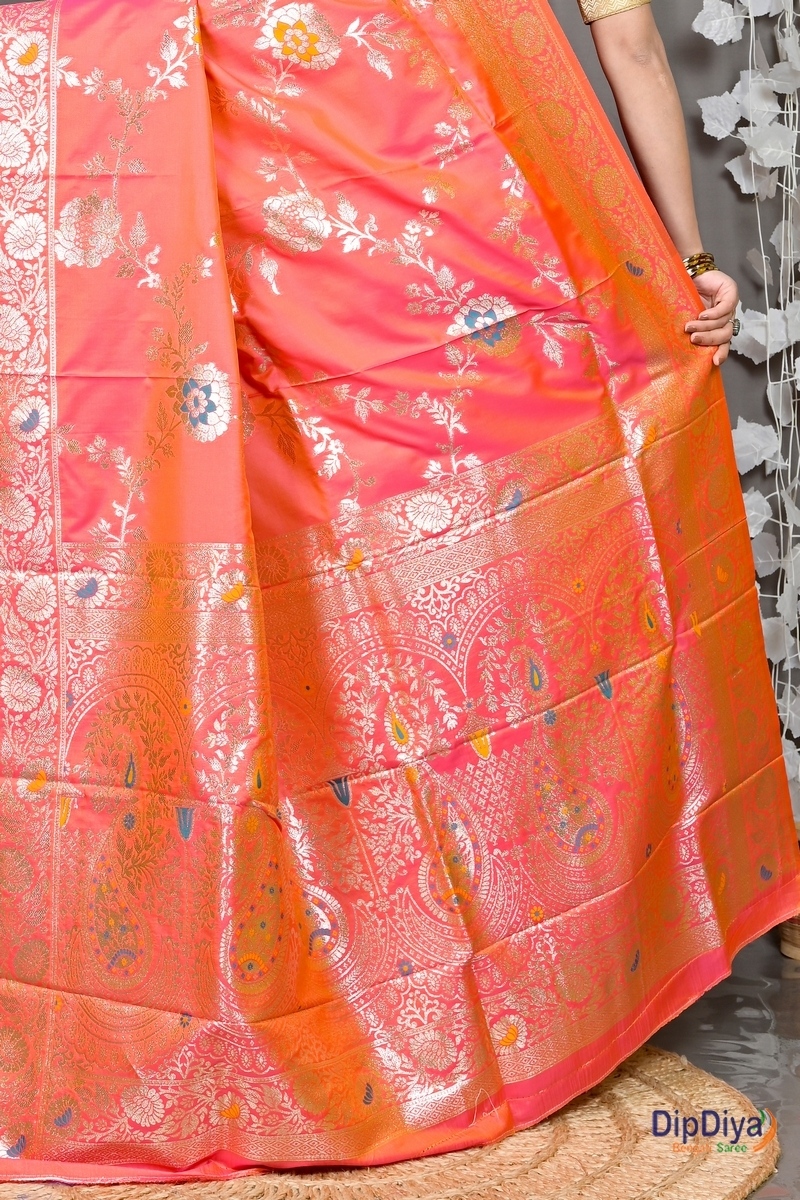 Orange Cotton Silk Parosha Kathan Saree (503)